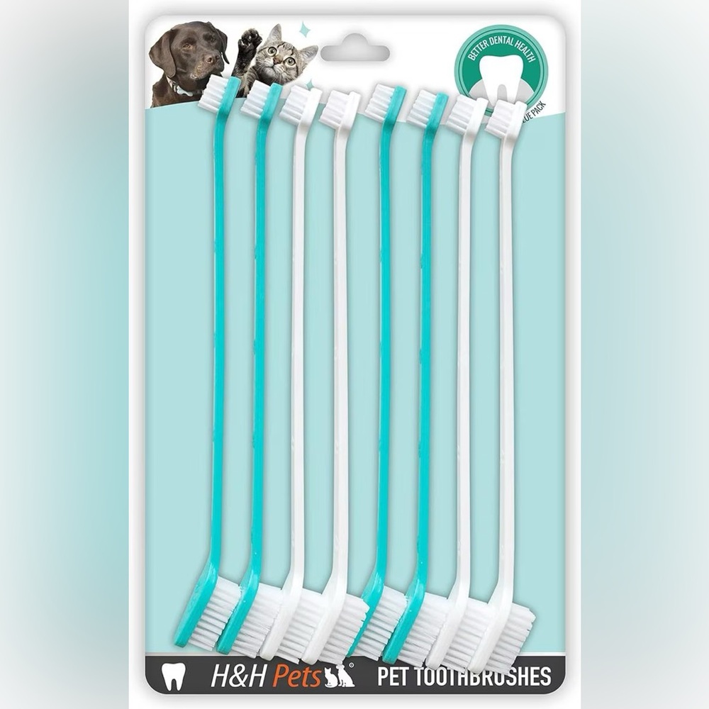 Brand new! H&H Pets Dual Headed Dog & Cat Toothbrush, 8 count